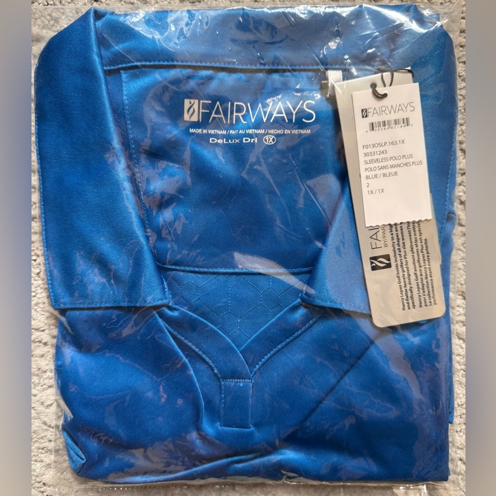 New With Tags Nancy Lopez Golf Fairways Plus Optic Sleeveless Polo Blue Size 1X - Picture 4 of 15